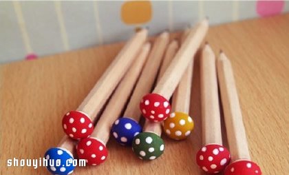 自制治愈系小蘑菇鉛筆創意手工制作圖解教程 - www.888bfw.com