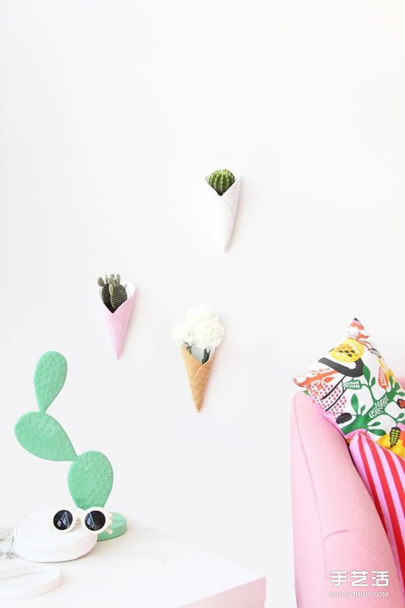 自制蛋卷冰淇淋花盆 軟陶花盆DIY制作教程 - www.888bfw.com
