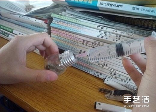 廢燈泡創(chuàng)意DIY 制作迷你多肉植物盆景的教程 - www.888bfw.com
