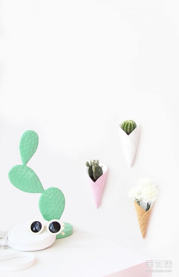 自制蛋卷冰淇淋花盆 軟陶花盆DIY制作教程 - www.888bfw.com