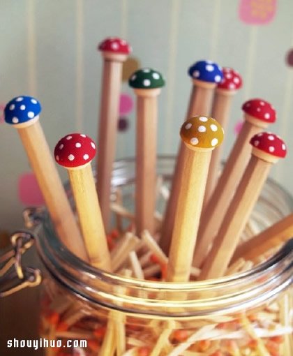 自制治愈系小蘑菇鉛筆創意手工制作圖解教程 - www.888bfw.com